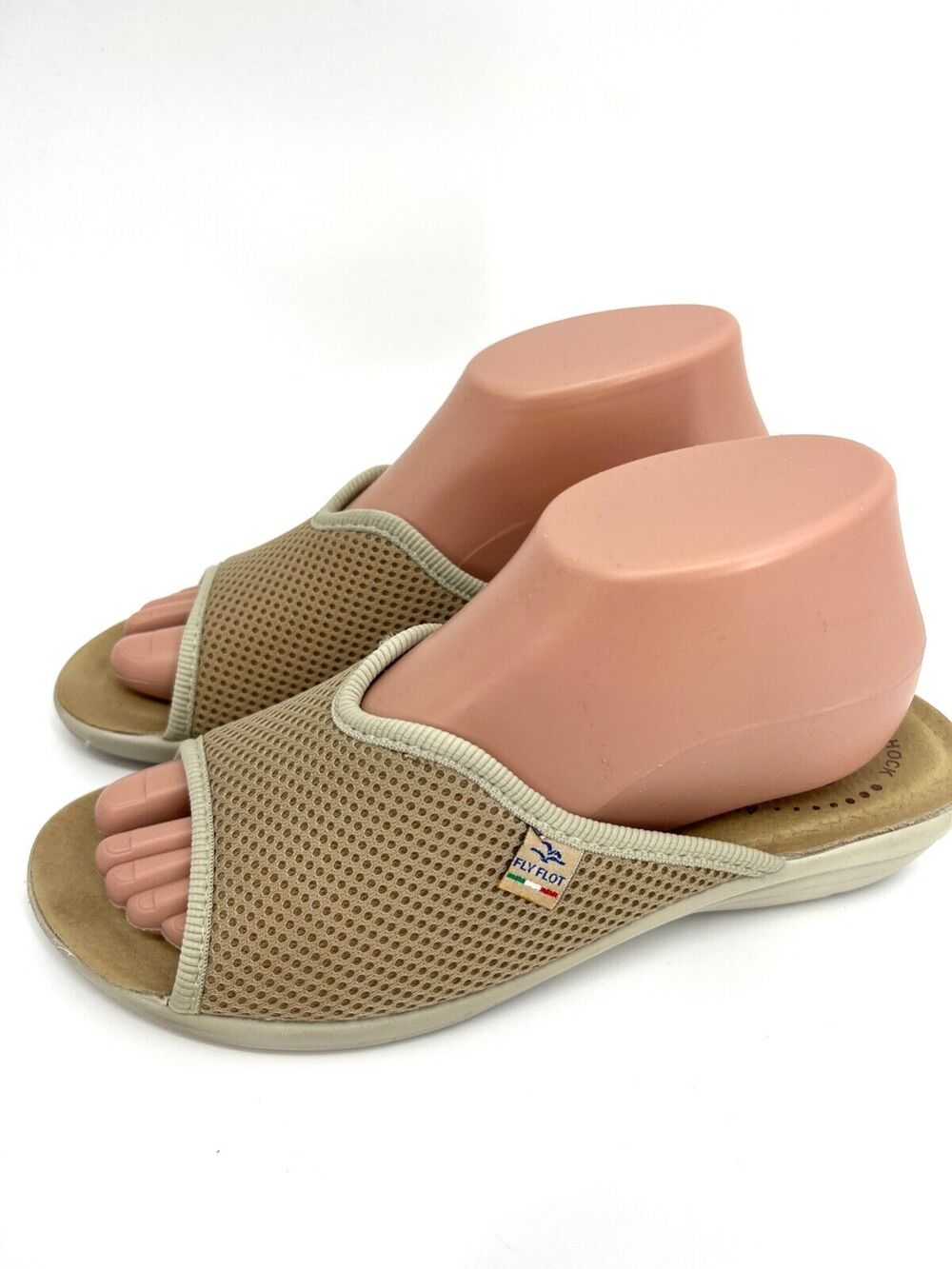 Womens 8.5 Fly Flot Anatomic Women’s Black Mesh Slide Sandals Italian Comfort